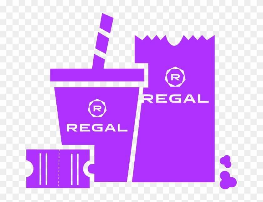 Image Of Movie Ticket, Soft Drink, And Bag Of Popcorn - Logo Regal App Clipart