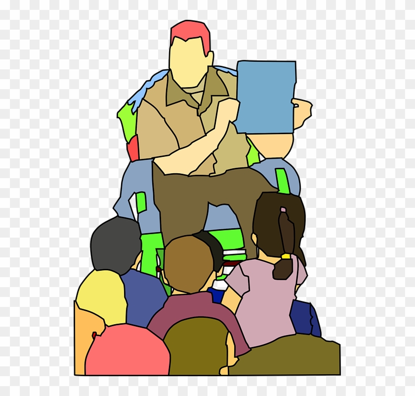 Man Reading A Book To Kids Clipart - Png Download