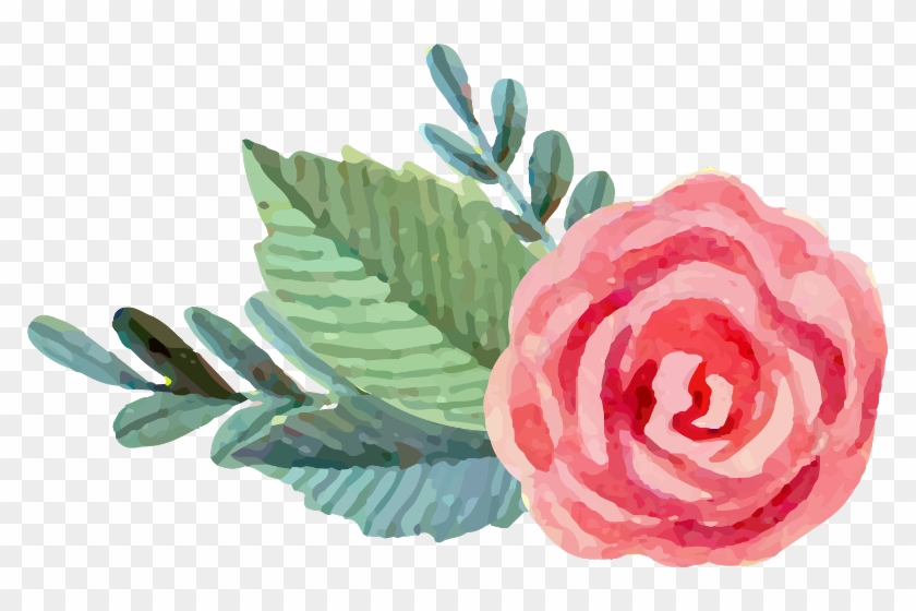 Pink And Green Watercolor Flowers , Png Download - Pink And Green Watercolor Flowers Clipart