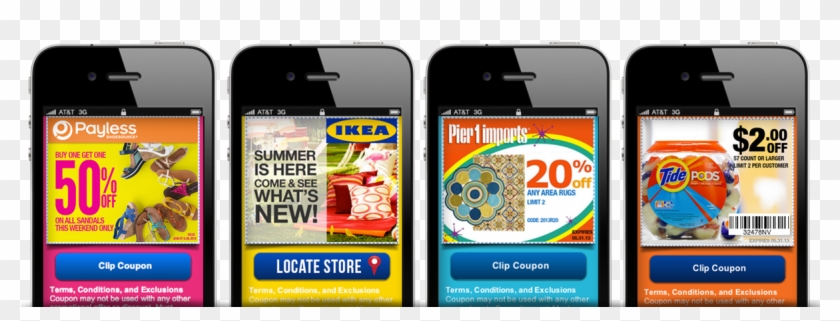 Mobile Coupons Screens In 4 Types Phones Half - Iphone 4 Clipart