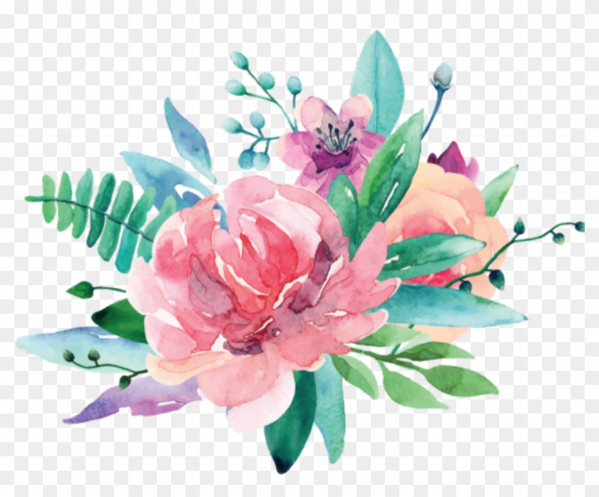#ftestickers #watercolor #flowers #pink - Watercolor Flowers Pink Blue Clipart