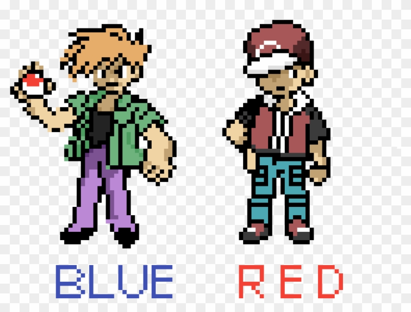 Pokemon Origins Trainers Red And Blue - Cartoon Clipart