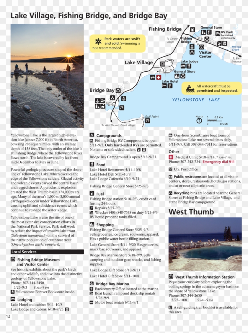 Bridge Bay And Fishing Bridge And Lake Village And - Sea Clipart