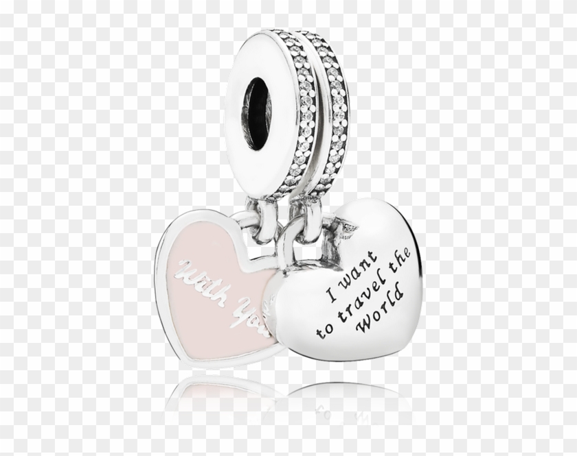 Travel Together Forever, Pink Enamel & Clear Cz - Charm Bracelet Clipart