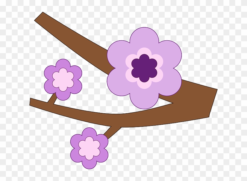 Branch, Flower, Nature, Purple, Spring, Tree, Twig - Flores Lilas Png Desenho Clipart #5634081