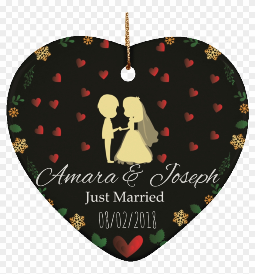 Personalized Heart Shaped Ornament For Newly Married - Heart Clipart