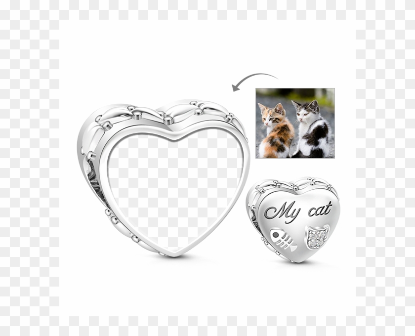Gnoce "when Cat Fall In Love With Fish " Made Of 925 - Heart Clipart
