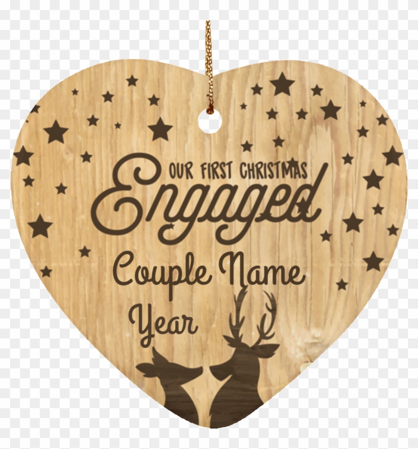 Personalized Heart Shaped "our First Christmas Engaged" - Calligraphy Clipart #5643077