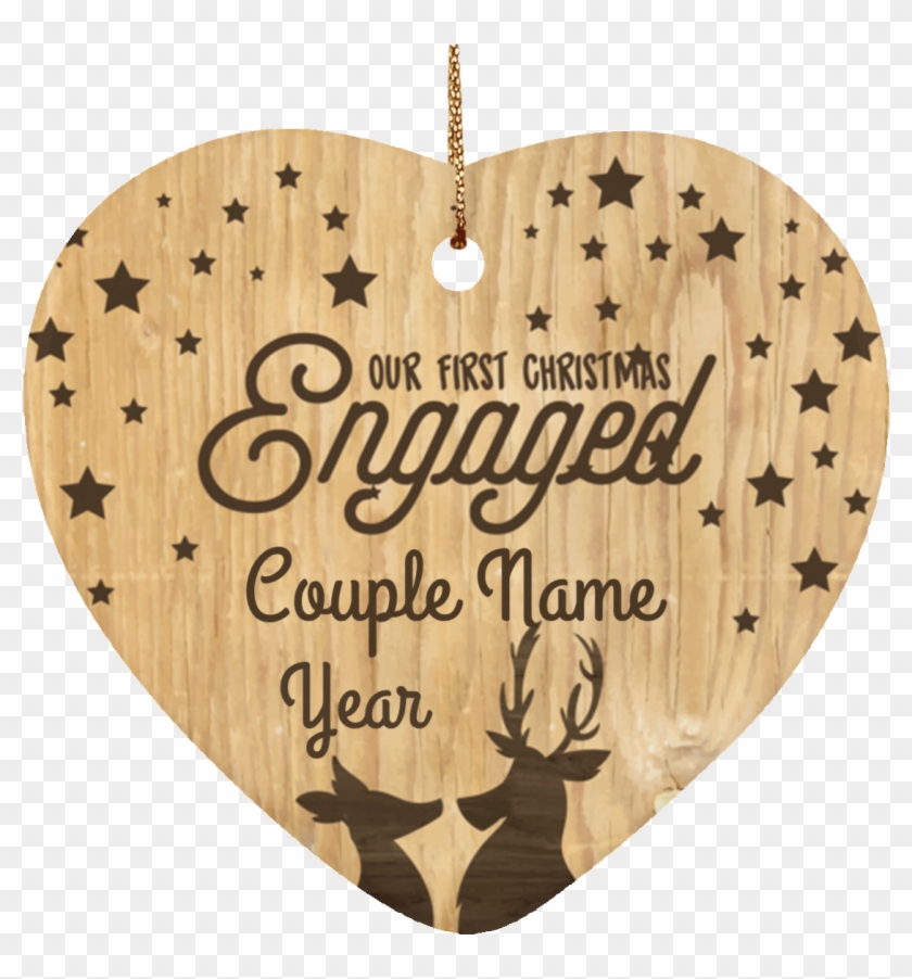 Personalized Heart Shaped "our First Christmas Engaged" - Calligraphy Clipart #5643077