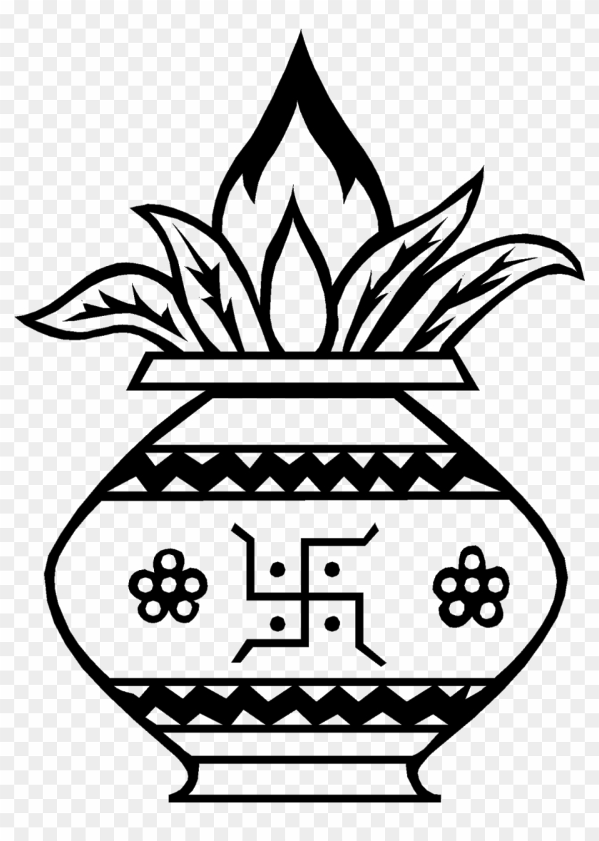 Puja Kalash Png - Kalash Black And White Png Clipart