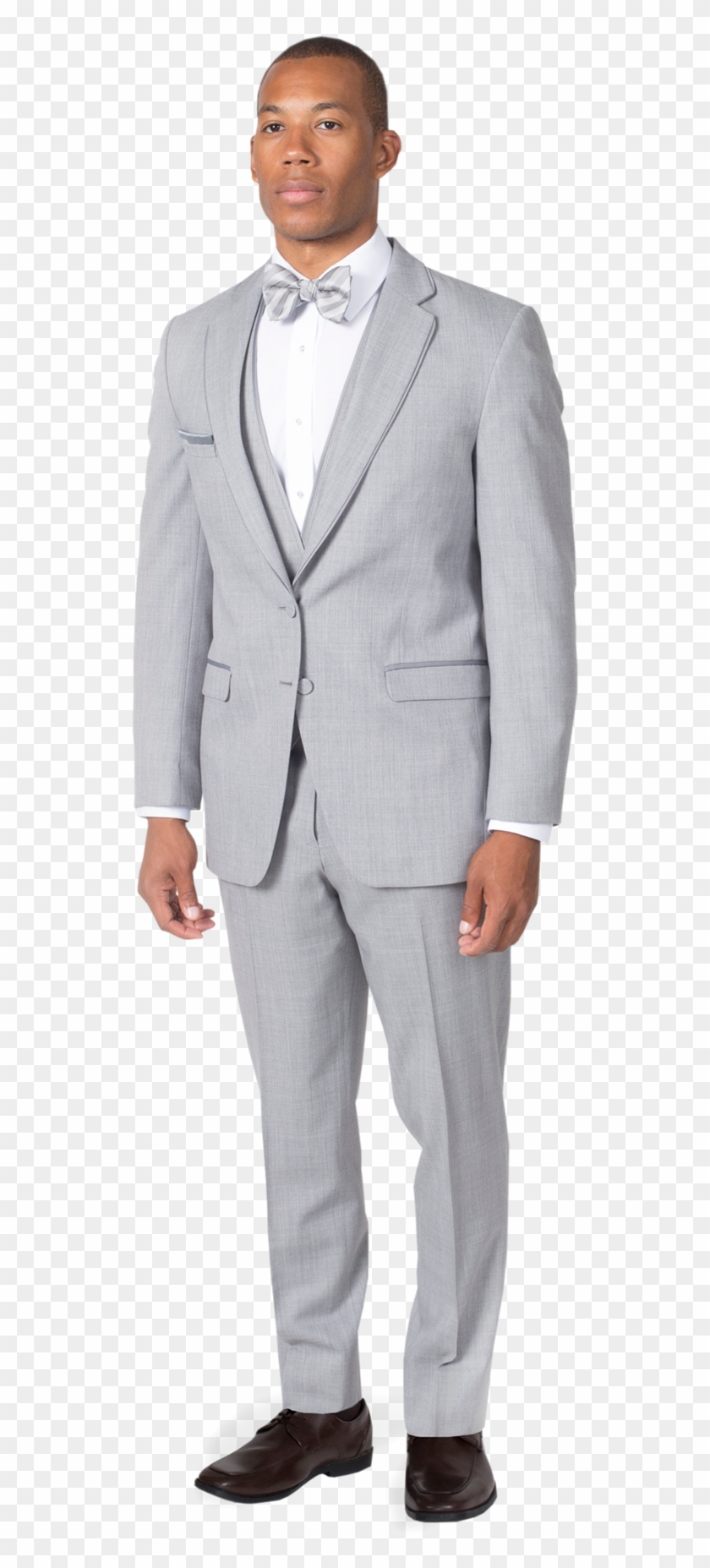 Heather Grey Notch Lapel Suit - Terno Cinza Claro Em Linho Clipart #5645028
