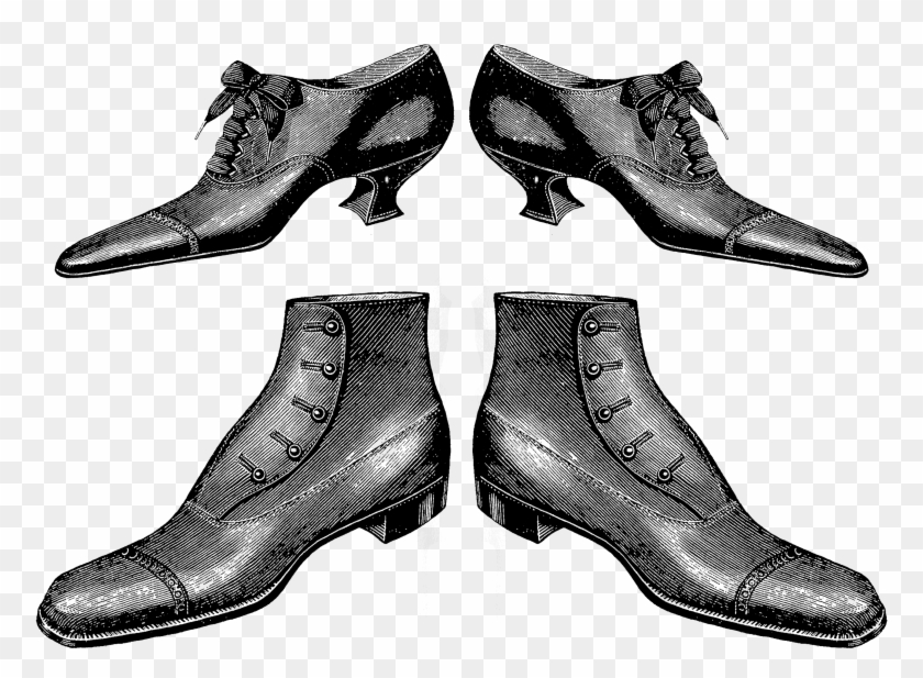 2787 Shoes Man Woman Victorian Era Free Vintage Clip - Png Download #5645635