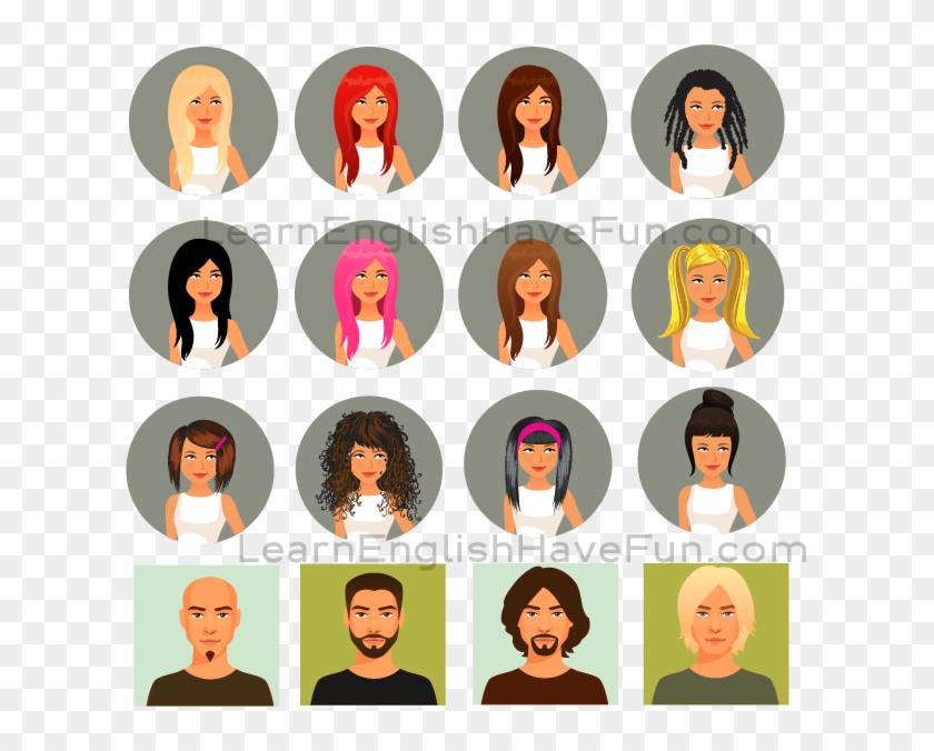 Jpg Stock English Care Vocabulary Colors And Styles - Hair Color Pictures Cartoon Clipart