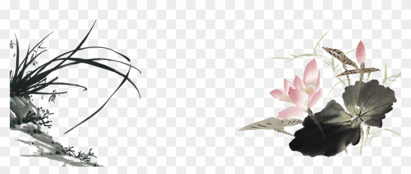 Clip Free Download China Vector Flower Chinese - 水墨 荷花 - Png Download