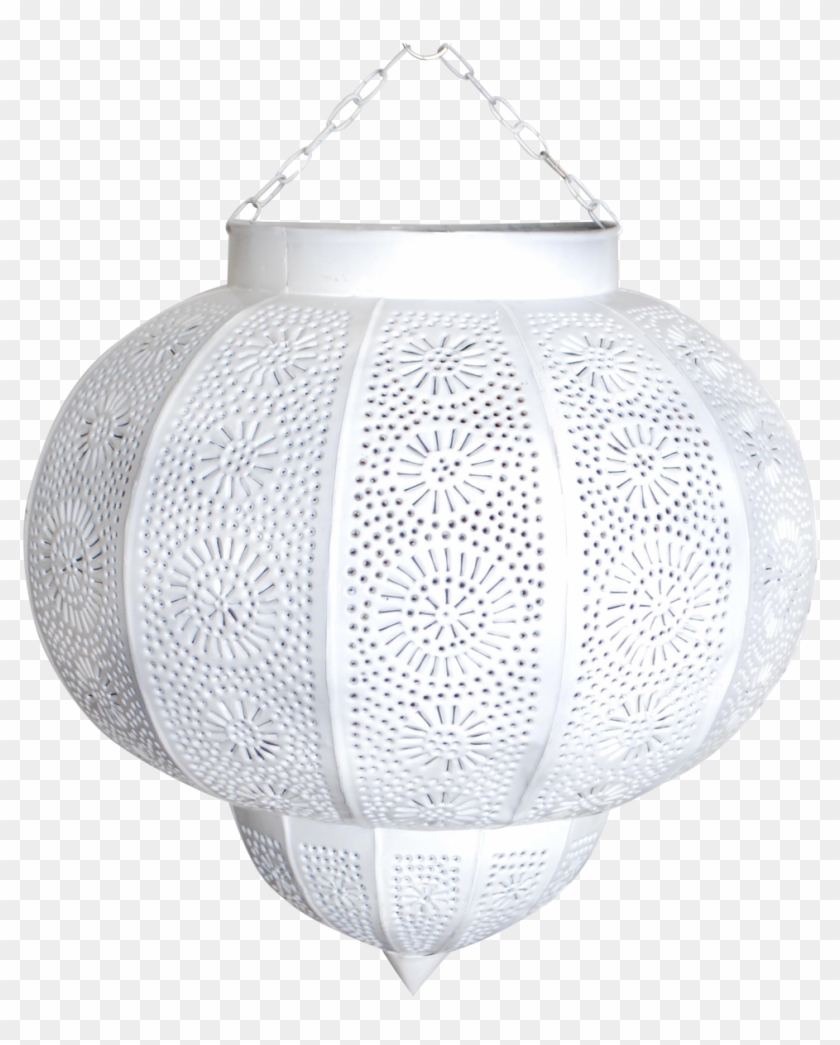 Moroccan White Painted Metal Hanging Lamp - Lampshade Clipart