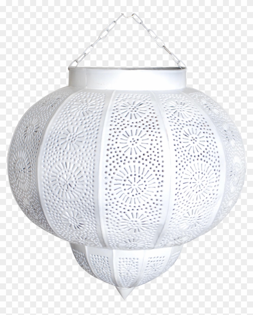 Moroccan White Painted Metal Hanging Lamp - Lampshade Clipart #5648652