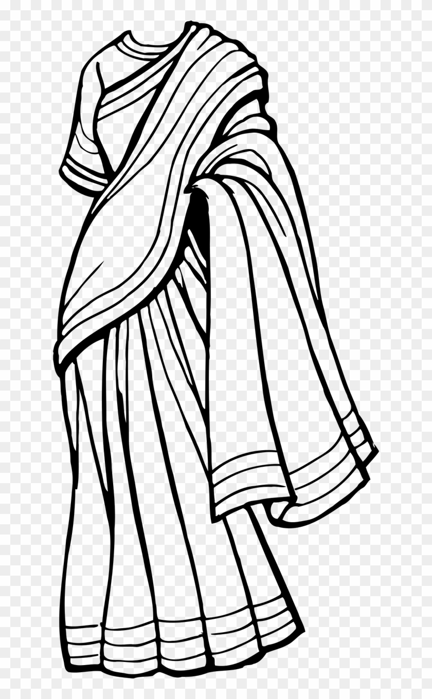 Vector - Saree Drawing Clipart