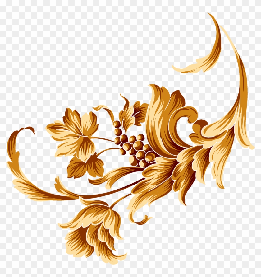 Golden Flowers 3d Resolution Pix Wallpaper V 0 7 Png - Golden Flower Design Png Clipart