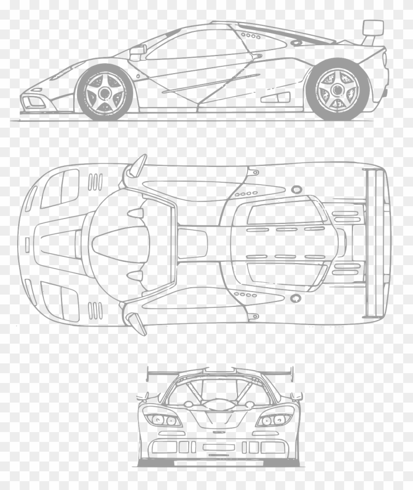 Ferrari Car Transportation - Bottom Car Blueprint Sketch Clipart