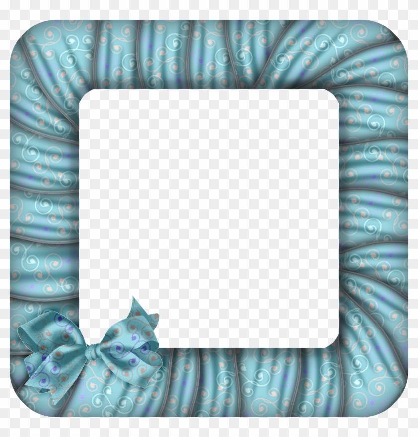 Large Transparent Blue Photo Frame Png With Bow - Blue Picture Frame Transparent Clipart