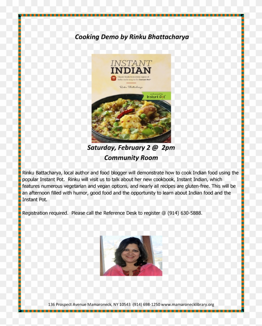 Rinku Bhattacharya Cooking Demo - Flyer Clipart #5650157