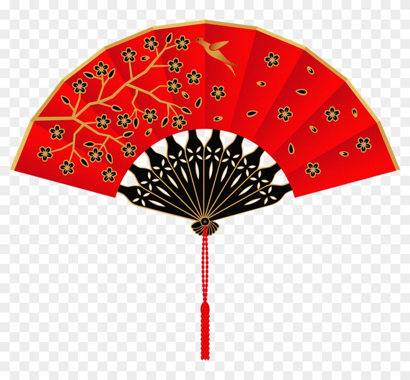 中国元素png背景透明大图片下载 Ppt素材 51ppt模板网 - Red Chinese Fan Clipart #5650535