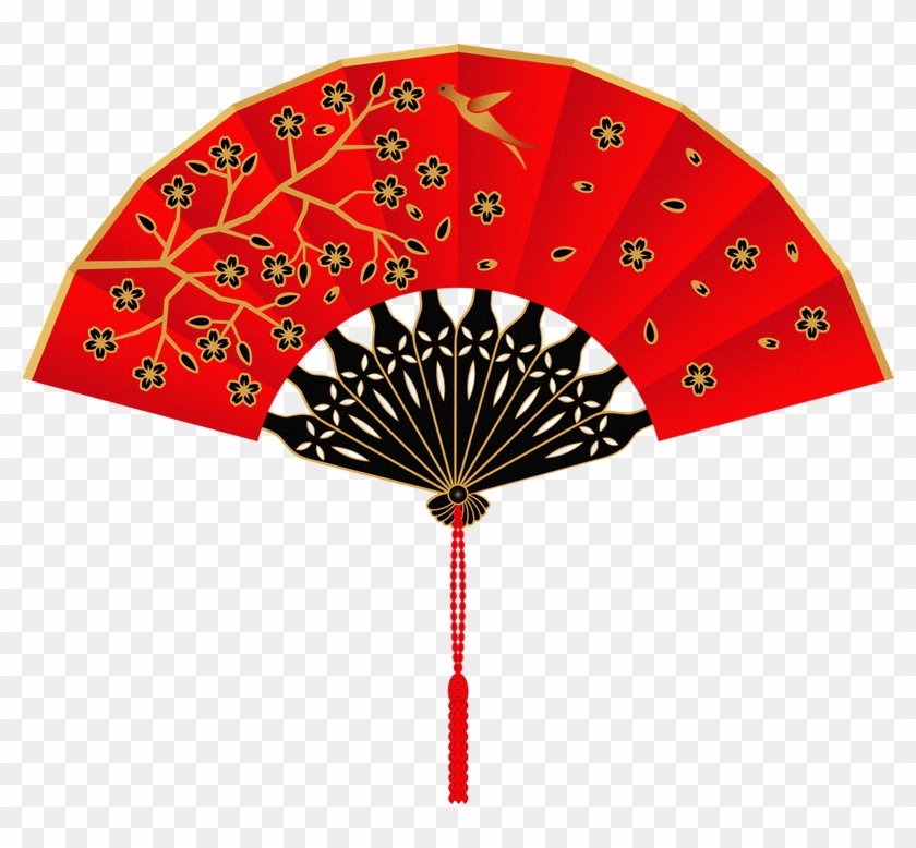 中国元素png背景透明大图片下载 Ppt素材 51ppt模板网 - Red Chinese Fan Clipart