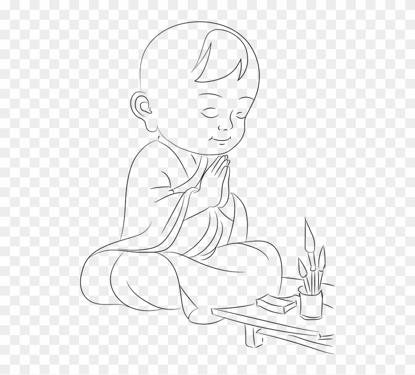 Not Little Monk Buddhism Mindfulness Of The Buddha - Little Monk Drawing Clipart