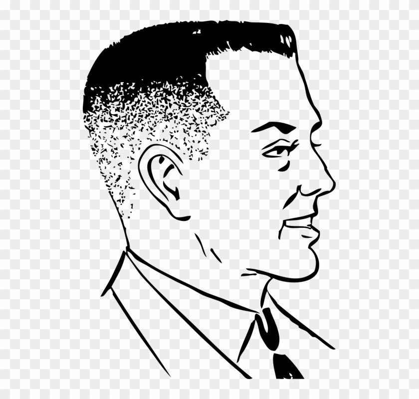 Man, Stylish, Black And White, Face, Head, Side Profile - Crew Cut Clipart