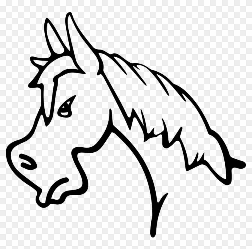 Angry Horse Face Side View Outline Comments - Cara De Caballo Enojado Clipart