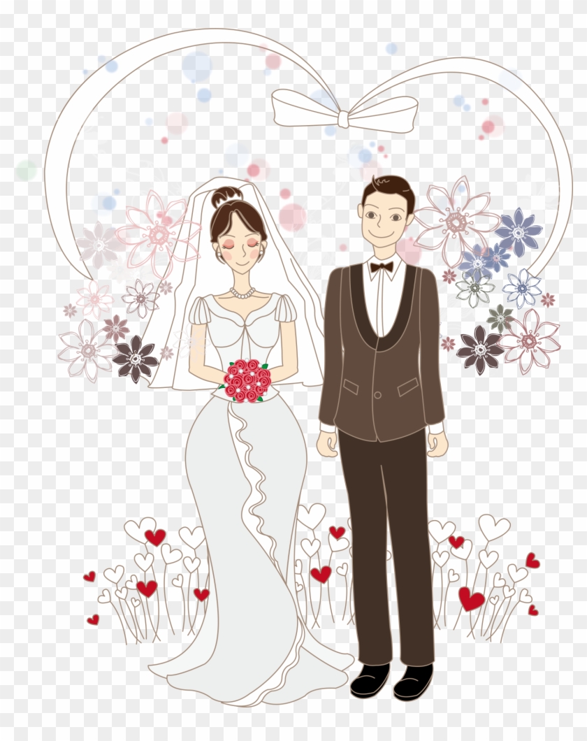 Cartoon Bride Illustration - Cartoon Drawing Of Wedding Couple Clipart #5652691