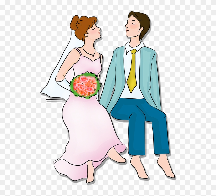 Bride And Groom Wedding Marriage Men's And Women's - Cartoon Clipart #5652928