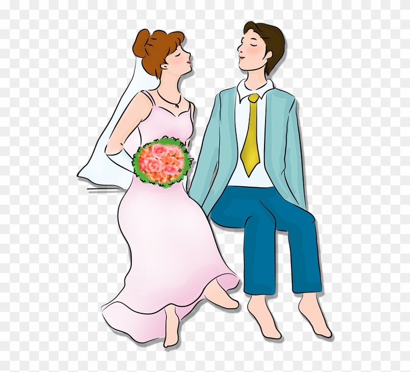 Bride And Groom Wedding Marriage Men's And Women's - Cartoon Clipart