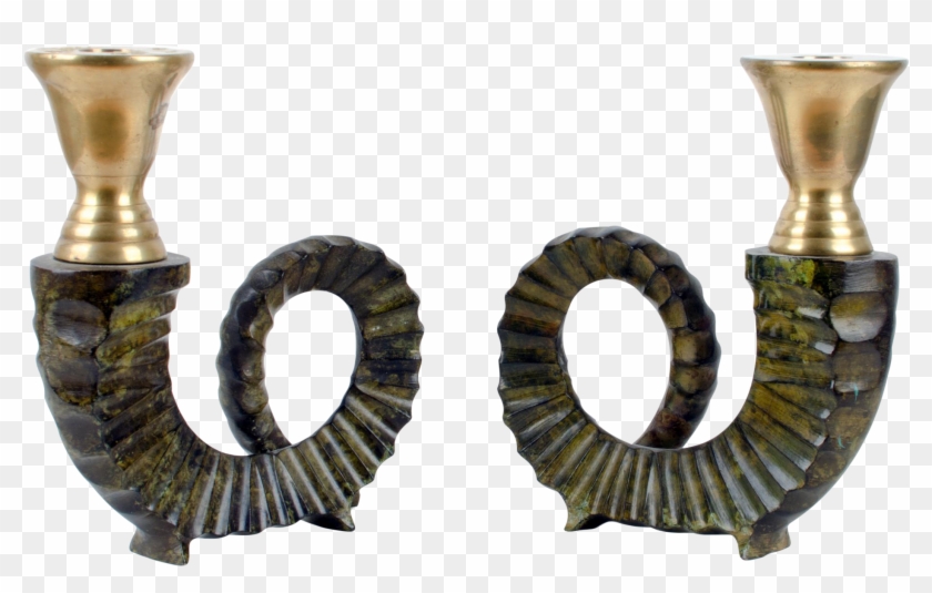 Chapman Brass Ram Horn Candle Holders - Earrings Clipart