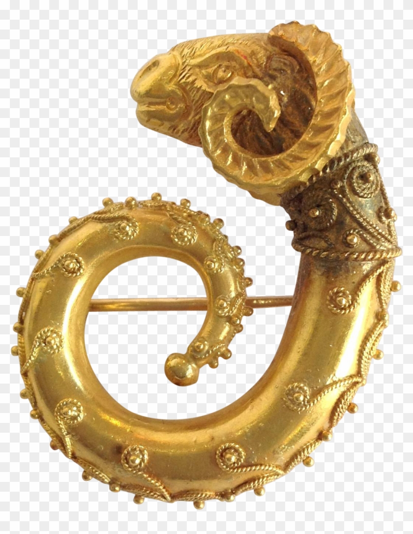 Ram Horn Ram's Head Pin 22k - Crest Clipart #5653291