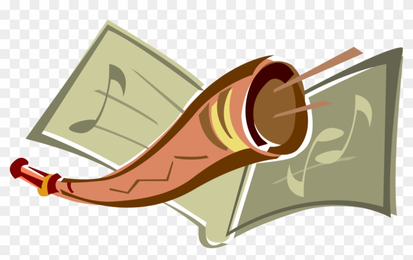 Vector Illustration Of Jewish Shofar Ancient Musical - Рожок Музыкальный Инструмент Clipart