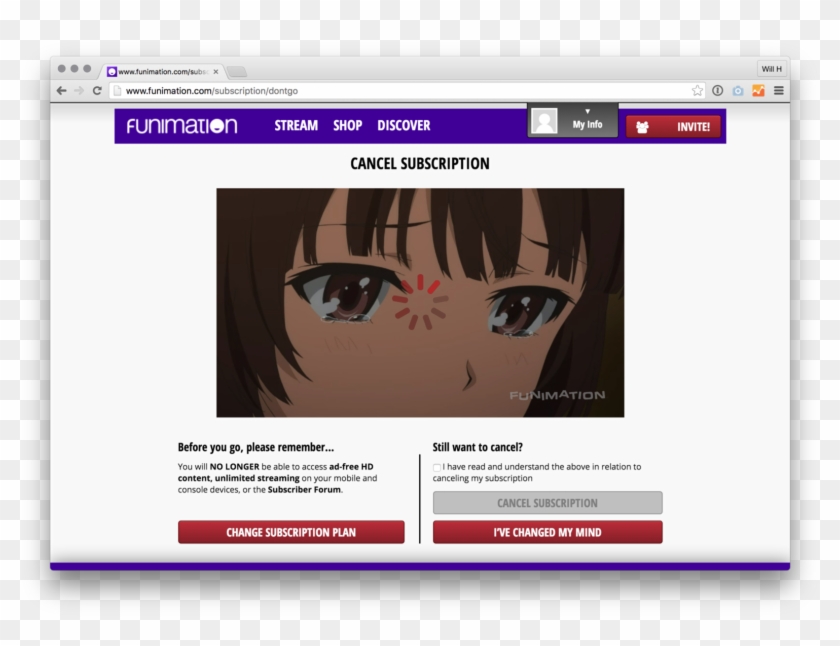 The “cancel Successful” Page Nope - Cancel Funimation Subscription Clipart