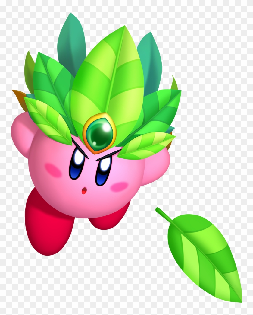 Kirby Launching Deadly Leaves From His Leaf Crown - Leaf Kirby Clipart