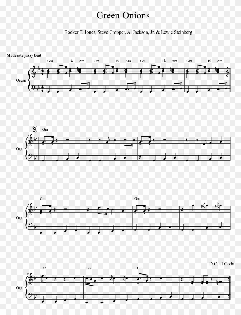 Green Onions Sheet Music Composed By Booker T - Sonatina In A Minor Op 88 No 3 Clipart #5658189