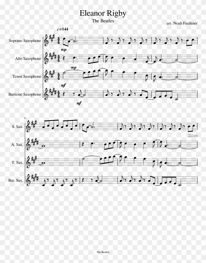 Eleanor Rigby - Gonna Fly Now Sheet Music Alto Sax Clipart #5658357