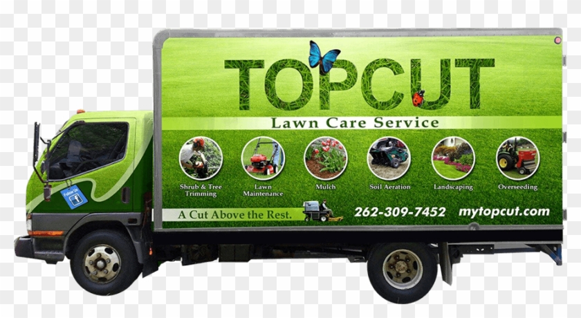 Top Cut Lawn Care Service's - Landscaping Box Truck Wraps Clipart #5658423