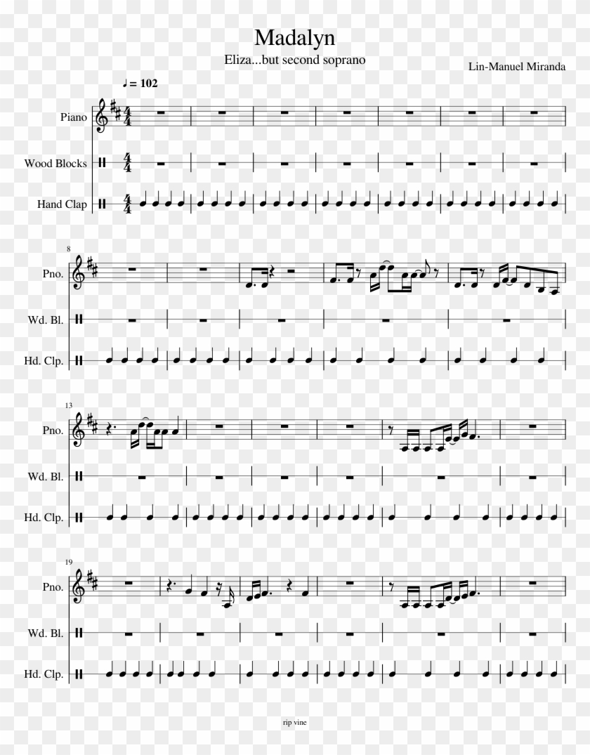 Madalyn Sheet Music Composed By Lin-manuel Miranda - Sheet Music Clipart #5661826