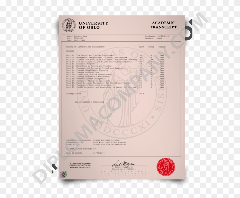 Fake Transcript Norway, Fake Norway Transcript, Fake - University Of Oslo Clipart #5662373