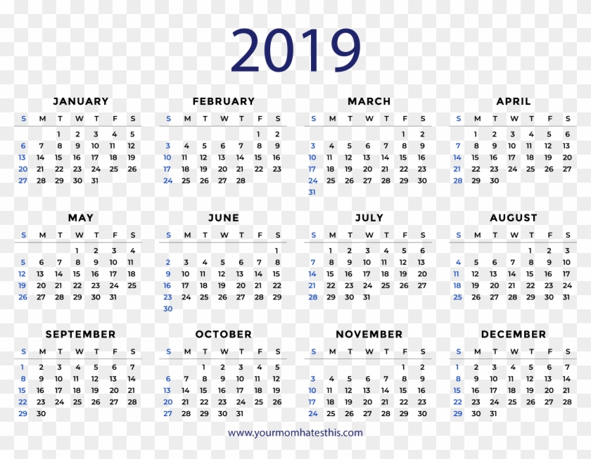 Png 2019 Calendar Navy Design 20 Calendars - Full Year 2019 Calendar Clipart