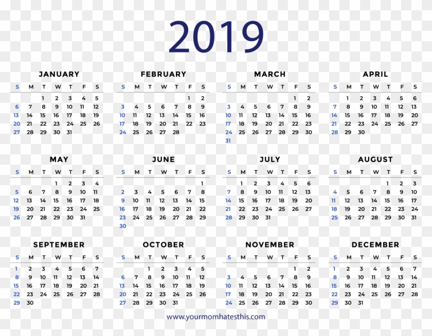 Png 2019 Calendar Navy Design 20 Calendars - Full Year 2019 Calendar Clipart #5663478
