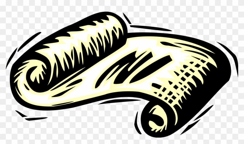 Vector Illustration Of Parchment Or Papyrus Scroll - Drawing Of A Bill Clipart