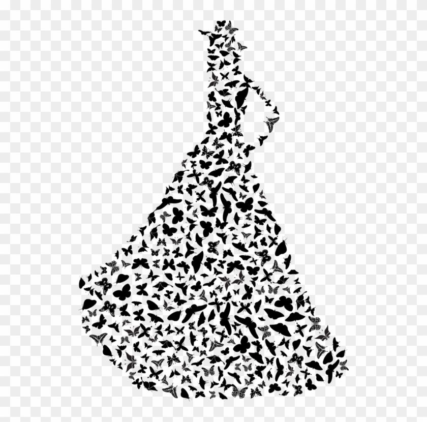 Dress Silhouette Black Line Art Woman - Illustration Clipart
