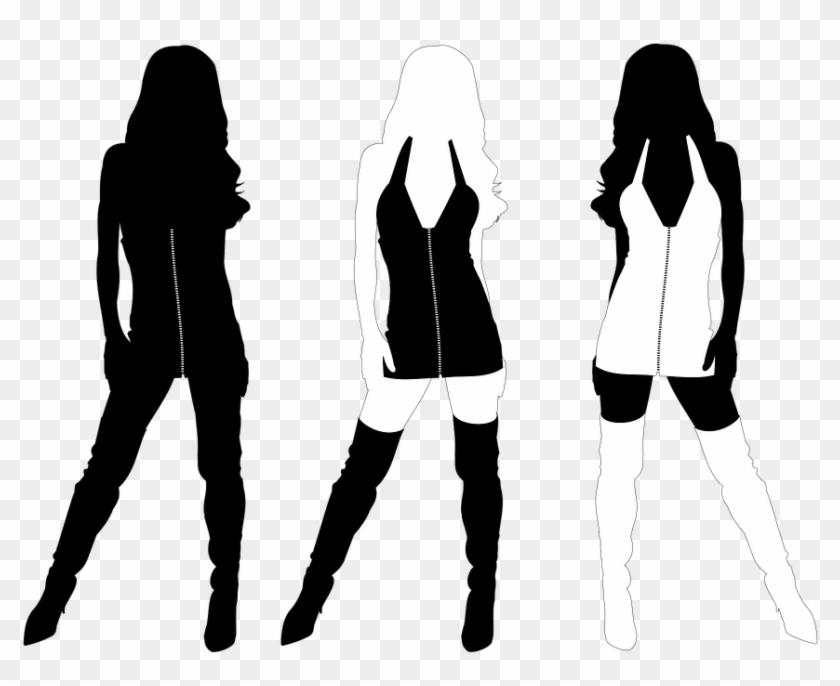 Woman The Silhouette Girl Dress Boots Pins Girl With Boots