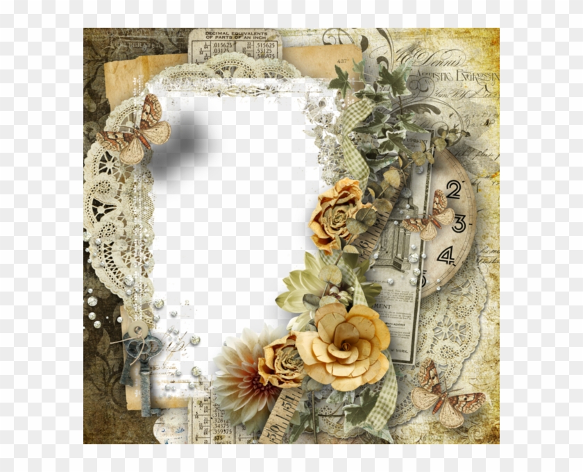 Vintage Frame Free Printable Tags, Note Paper, Frame - Molduras Florais Com Borboletas Clipart #5667853