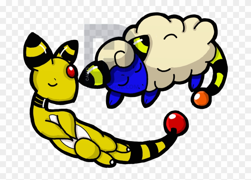 Mareep And Ampharos - Cartoon Clipart